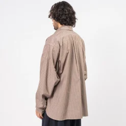 [SILLAGE] WIDE SHIRT DEAD STOCK _ BROWN STRIPE