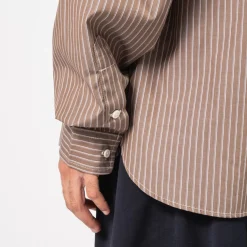 [SILLAGE] WIDE SHIRT DEAD STOCK _ BROWN STRIPE