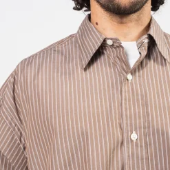 [SILLAGE] WIDE SHIRT DEAD STOCK _ BROWN STRIPE