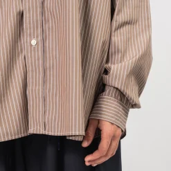 [SILLAGE] WIDE SHIRT DEAD STOCK _ BROWN STRIPE
