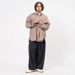 [SILLAGE] WIDE SHIRT DEAD STOCK _ BROWN STRIPE