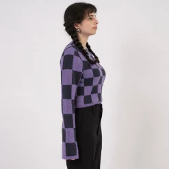 [STOCKHOLM (SURFBOARD) CLUB] W2000106 YOKO TOP _ PURPLE CHECK