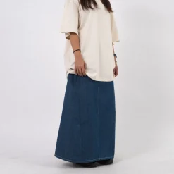 [STORY MFG] TWISTY SKIRT _ INDIGO DENIM WONKY-WEAR