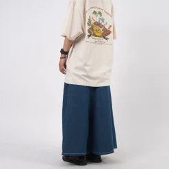 [STORY MFG] TWISTY SKIRT _ INDIGO DENIM WONKY-WEAR
