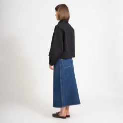 [STUDIO NICHOLSON WOMEN] BARINGO A LINE DENIM SKIRT _ INDIGO WASH