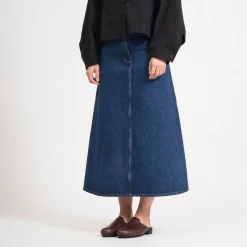 [STUDIO NICHOLSON WOMEN] BARINGO A LINE DENIM SKIRT _ INDIGO WASH