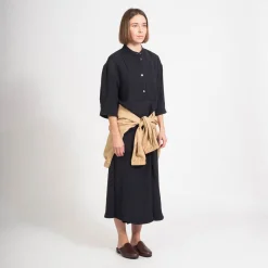 [STUDIO NICHOLSON WOMEN] SABO HALF PLACKET SHIRT DRESS _ DARKEST NAVY