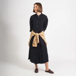 [STUDIO NICHOLSON WOMEN] SABO HALF PLACKET SHIRT DRESS _ DARKEST NAVY