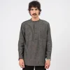 [T.T] LOT.105 BAND COLLAR SHIRT P/O _ BLACK CHAMBRAY