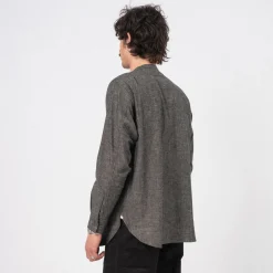 [T.T] LOT.105 BAND COLLAR SHIRT P/O _ BLACK CHAMBRAY