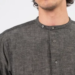 [T.T] LOT.105 BAND COLLAR SHIRT P/O _ BLACK CHAMBRAY