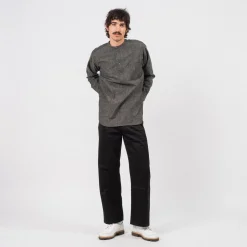 [T.T] LOT.105 BAND COLLAR SHIRT P/O _ BLACK CHAMBRAY