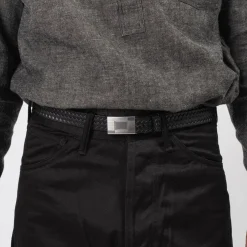 [T.T] LOT.021 BASKETWEAVE PATTERN BELT _ BLACK