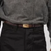[T.T] LOT.021 BASKETWEAVE PATTERN BELT _ MUD DYED BROWN