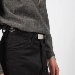 [T.T] LOT.021 BASKETWEAVE PATTERN BELT _ BLACK