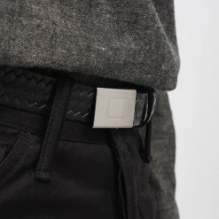 [T.T] LOT.021 BASKETWEAVE PATTERN BELT _ BLACK