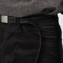 [T.T] LOT.021 BASKETWEAVE PATTERN BELT _ BLACK