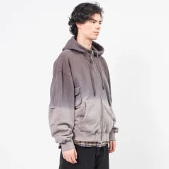 [UNAFFECTED] DYED 4P HOODIE ZIP-UP _ CHARCOAL