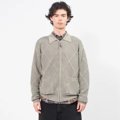 [UNAFFECTED] SHIRT ZIP-UP KNIT CARDIGAN _ SAND
