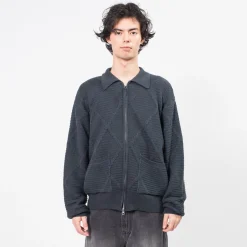 [UNAFFECTED] SHIRT ZIP-UP KNIT CARDIGAN _ D.NAVY