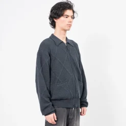 [UNAFFECTED] SHIRT ZIP-UP KNIT CARDIGAN _ D.NAVY