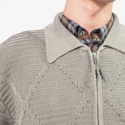[UNAFFECTED] SHIRT ZIP-UP KNIT CARDIGAN _ SAND