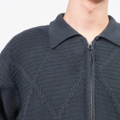 [UNAFFECTED] SHIRT ZIP-UP KNIT CARDIGAN _ D.NAVY