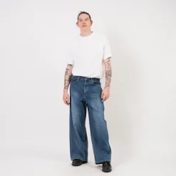 [YOUTH] EXTRA WIDE DENIM PANTS _ MEDIUM BLUE